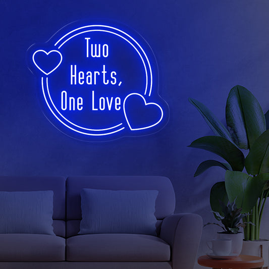 Two Hearts One Love Neon Sign