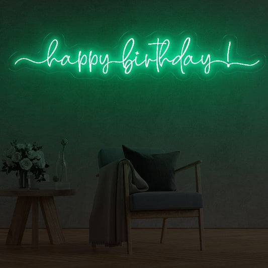 Happy Birthday Cursive LED Neon Sign