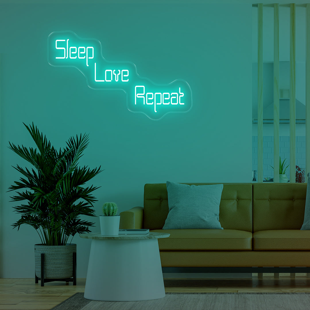 Sleep Love Repeat Neon Signs