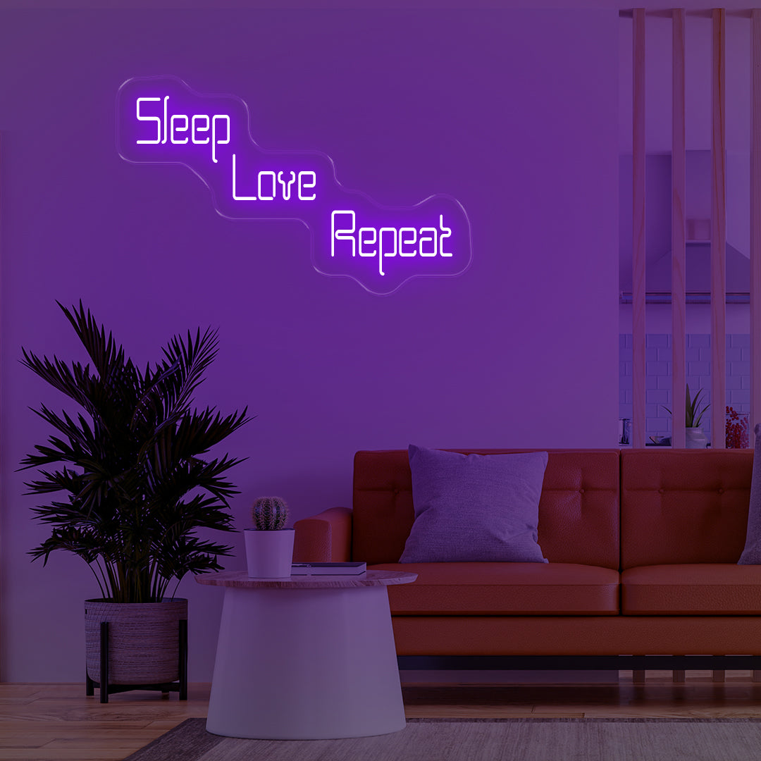 Sleep Love Repeat Neon Signs