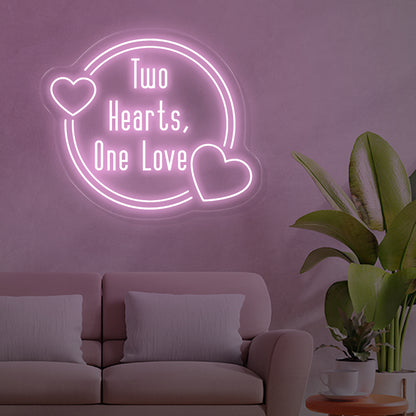 Two hearts one love neon sign