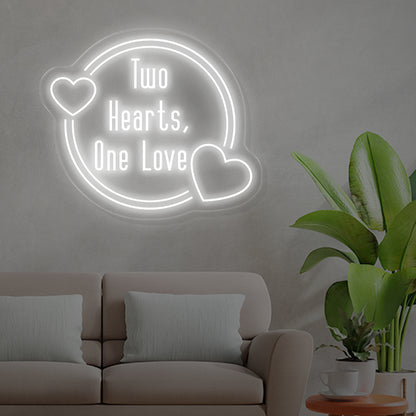 Two hearts one love neon sign
