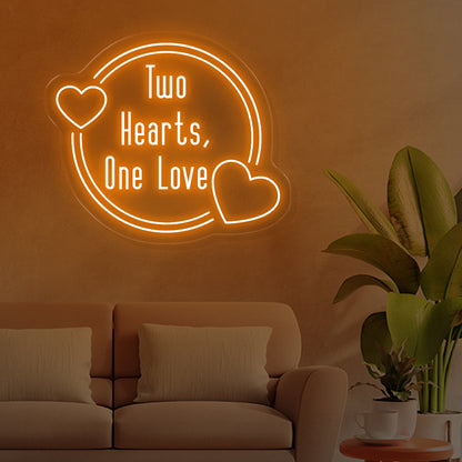 Two hearts one love neon sign