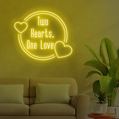 Two hearts one love neon sign