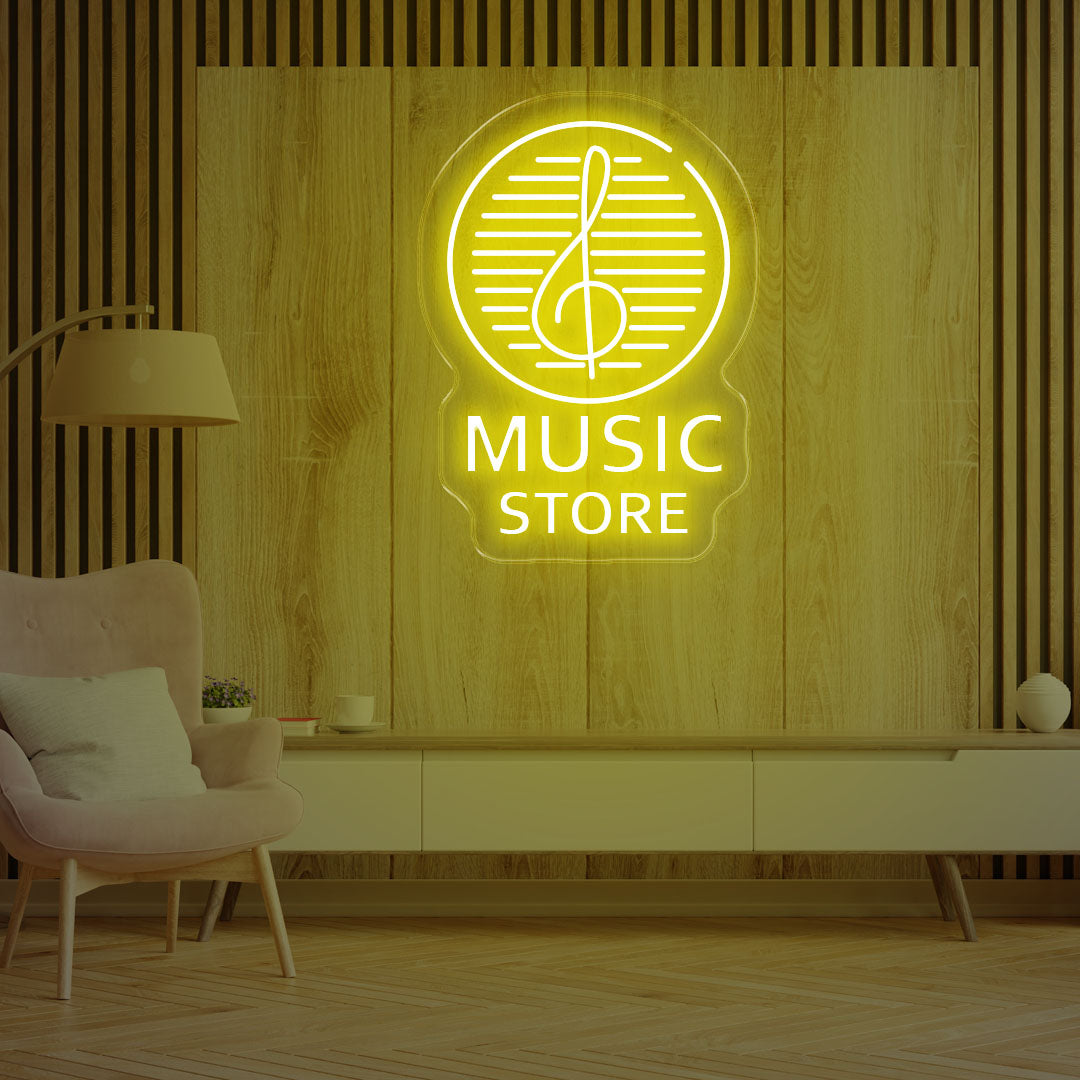 Music Store LED Neon Sign - Custom LED Wall Art