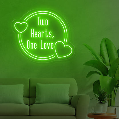 Two hearts one love neon sign