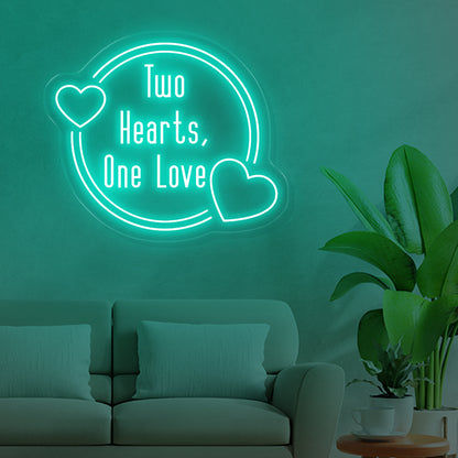 Two hearts one love neon sign
