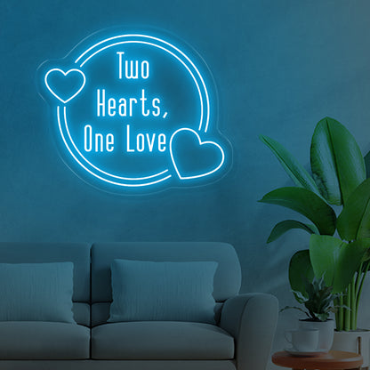 Two hearts one love neon sign
