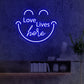 Love Lives Here Smiling Face Neon Sign