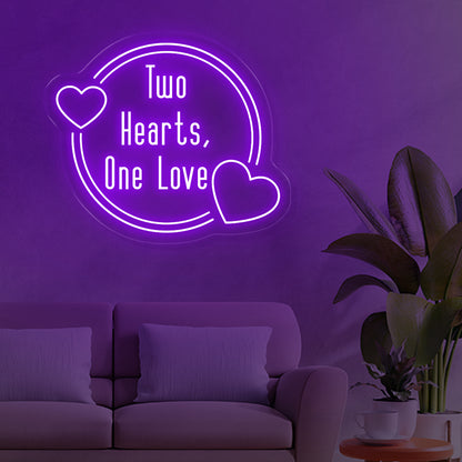 Two hearts one love neon sign