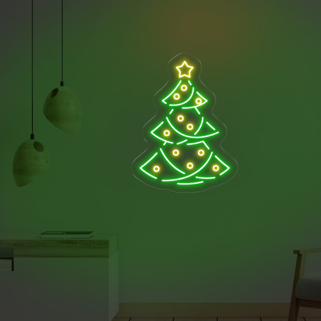 CHRISTMAS TREE WITH STAR LED NEON SIGN