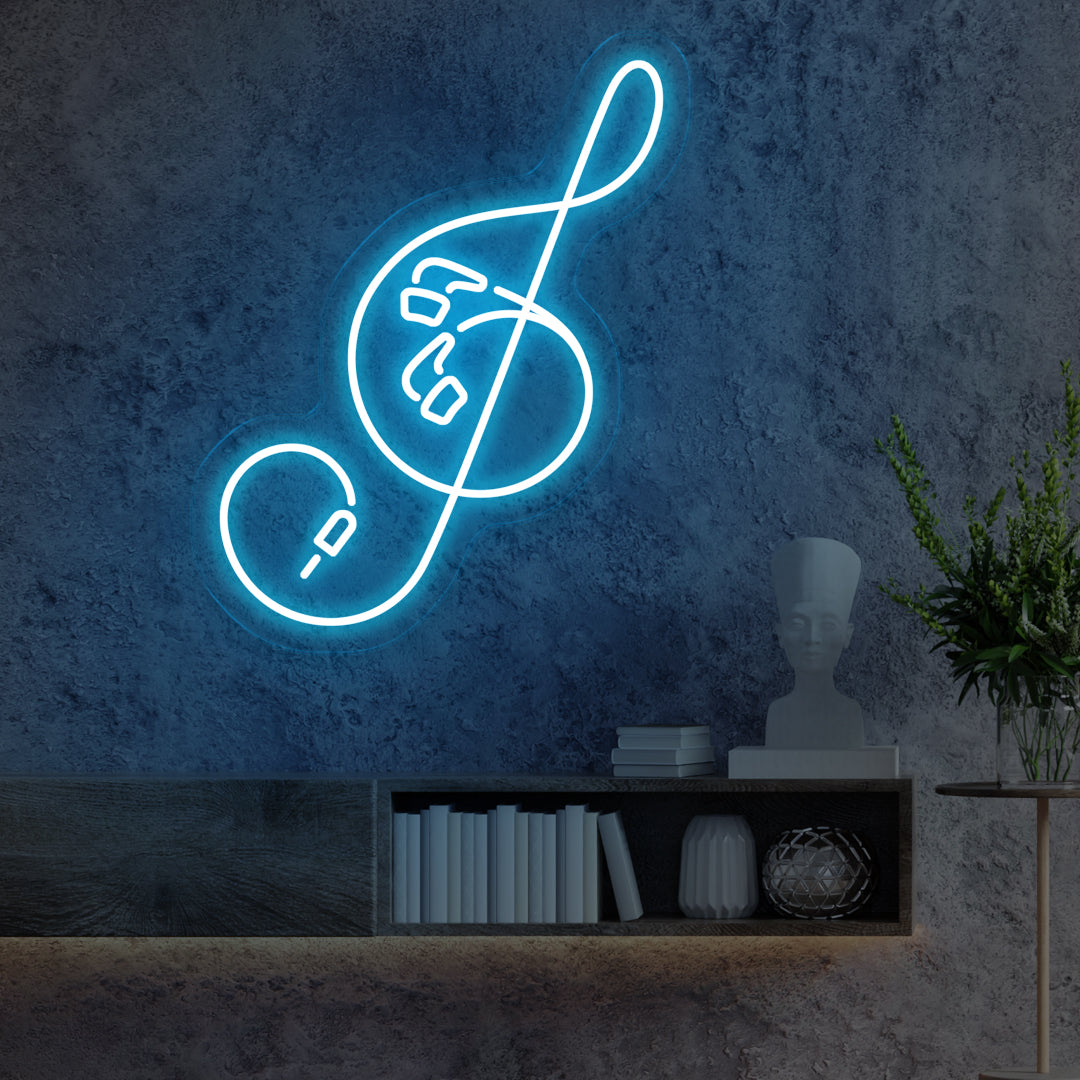 Clef Neon Sign Blue