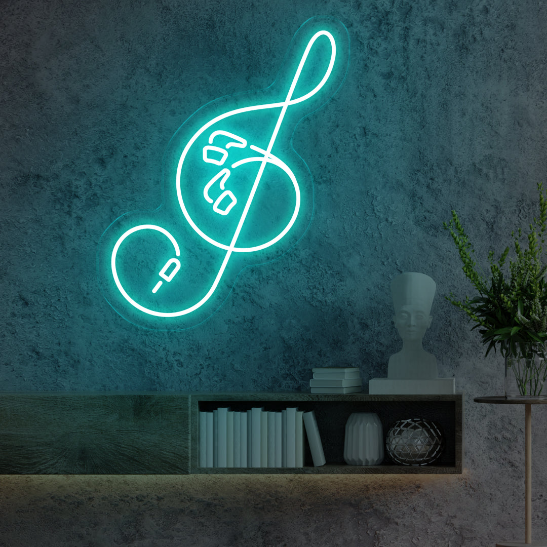 Clef Neon Sign Light Blue