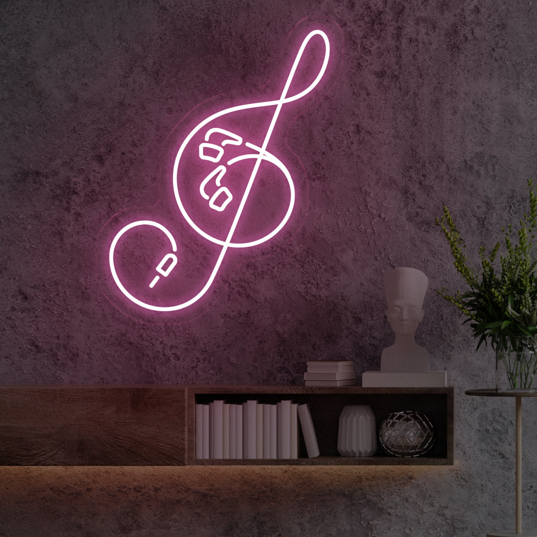 Clef Neon Sign Light Pink