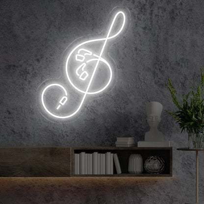 Clef Neon Sign White