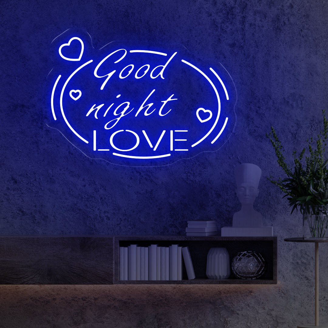 Good Night Love Neon Sign Light Dark Blue