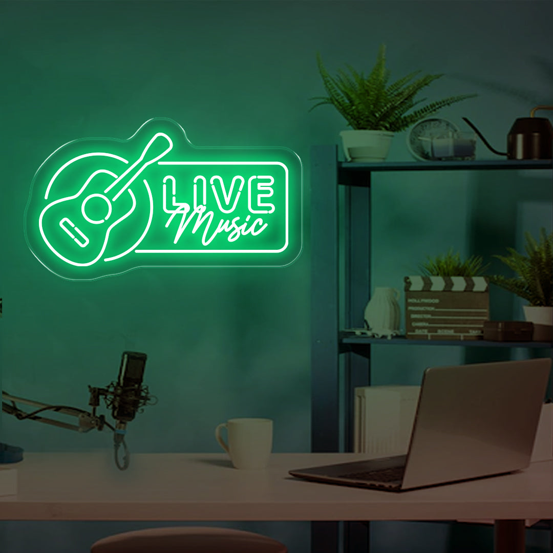 Live Music with Guitar Light Green