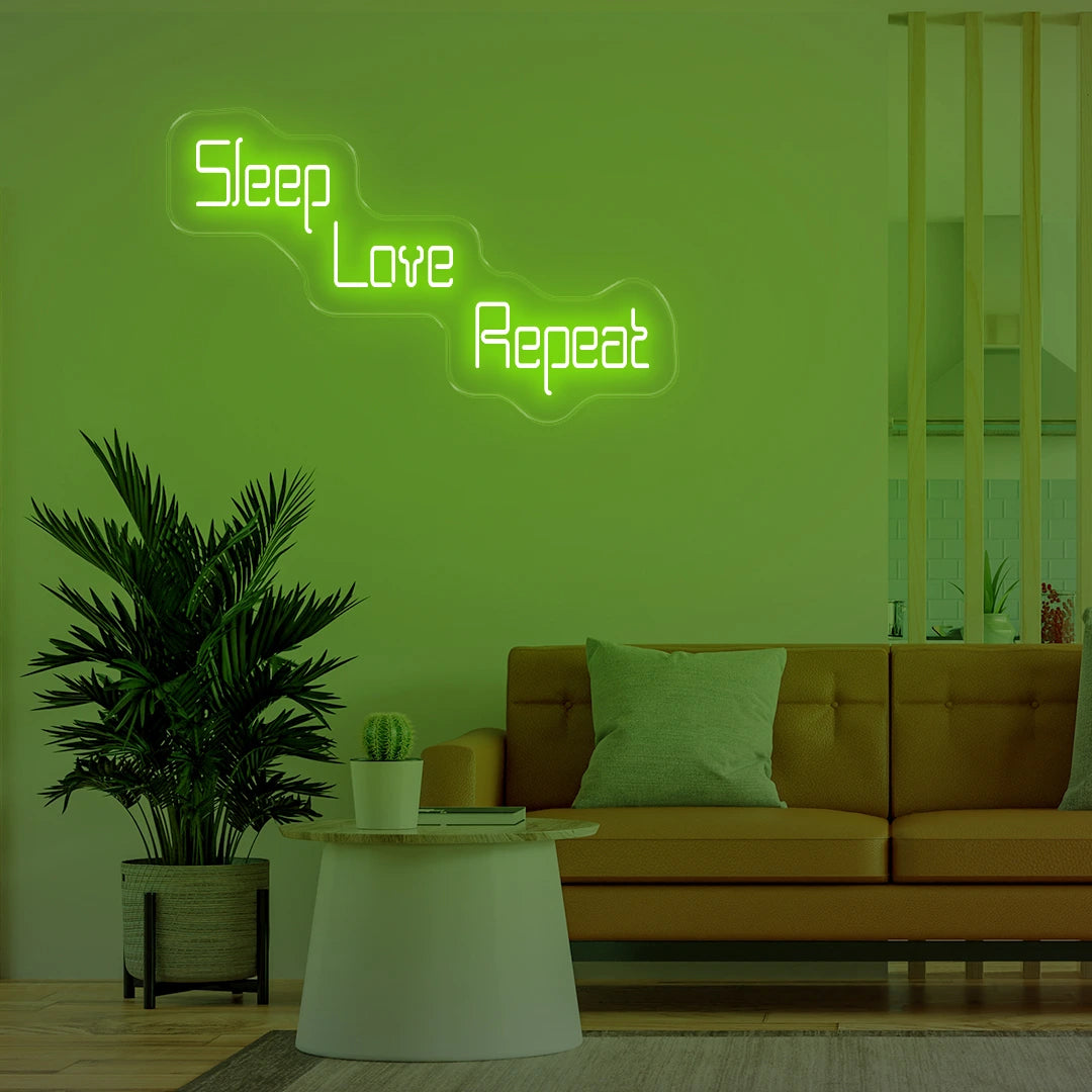 Sleep Love Repeat Neon Signs Green