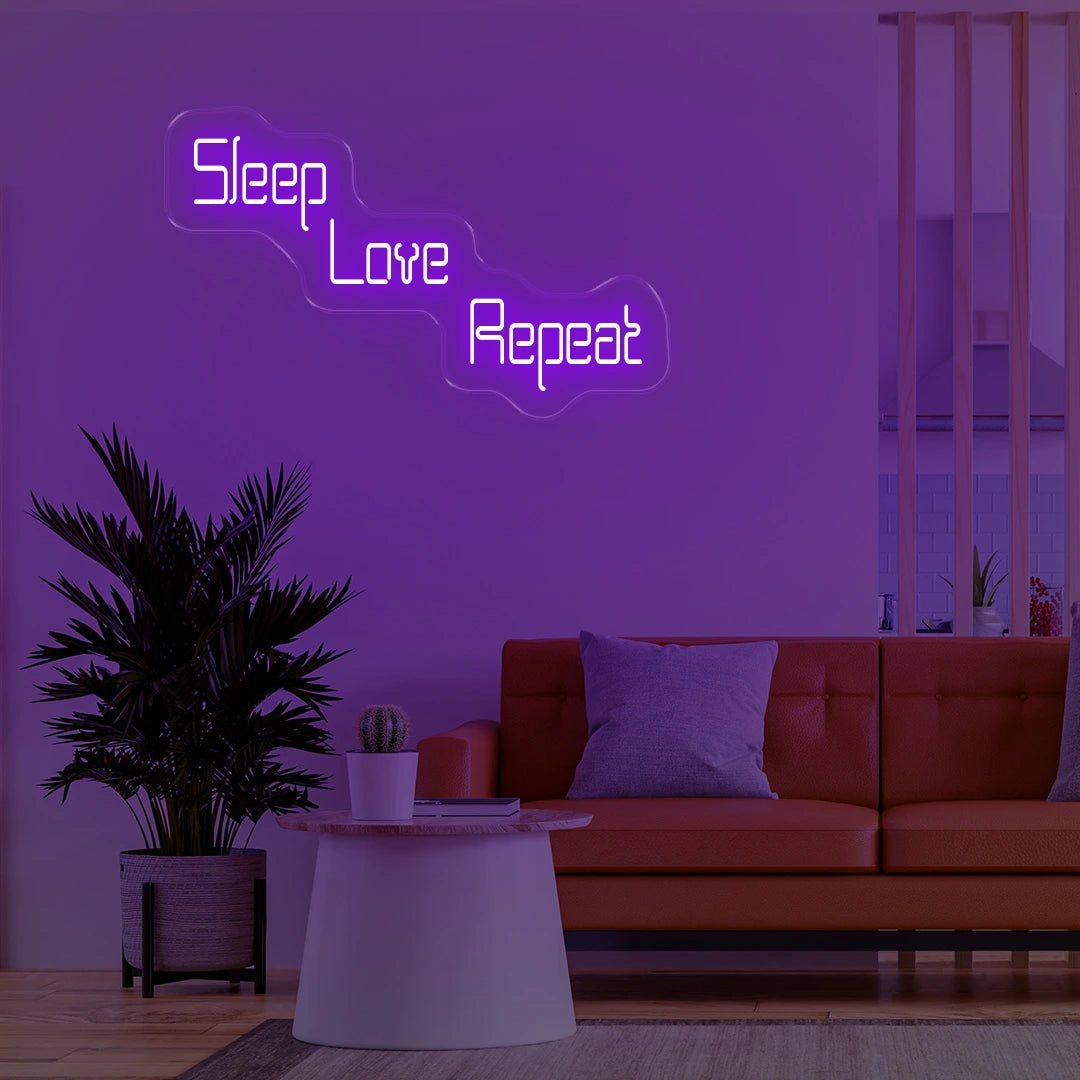 Sleep Love Repeat Neon Signs Purple