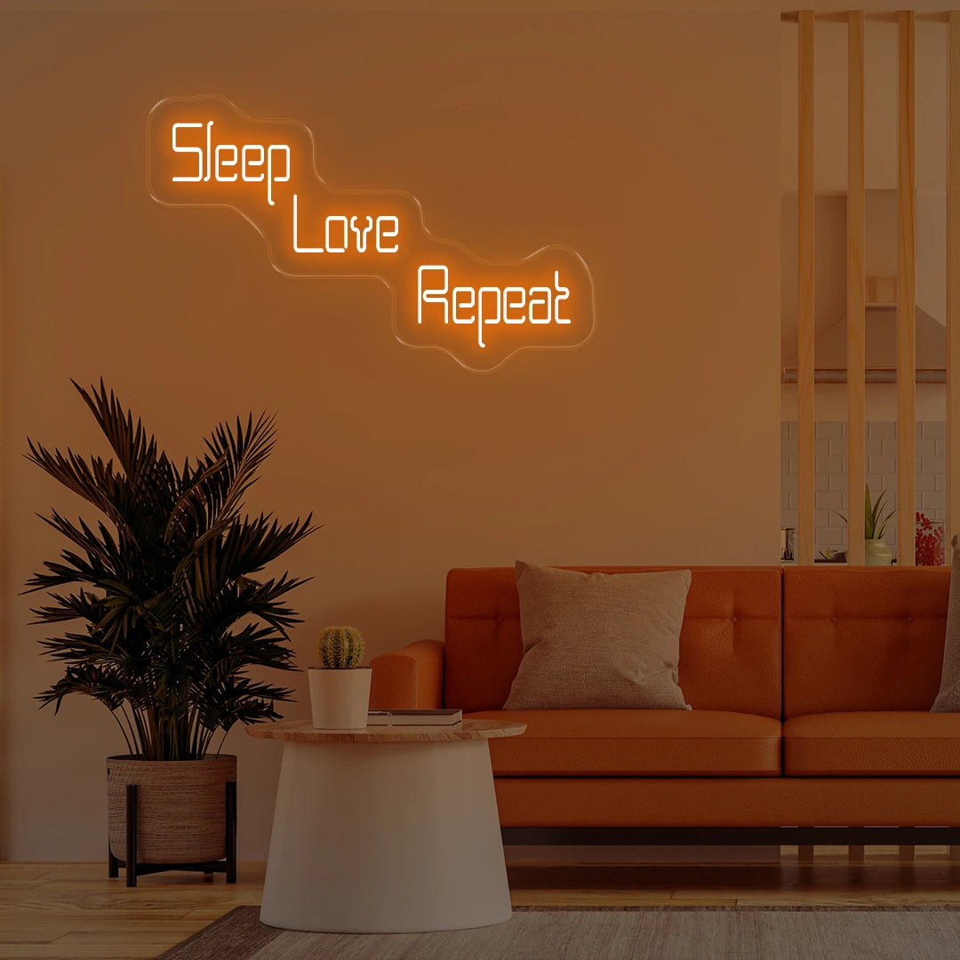 Sleep Love Repeat Neon Signs Red