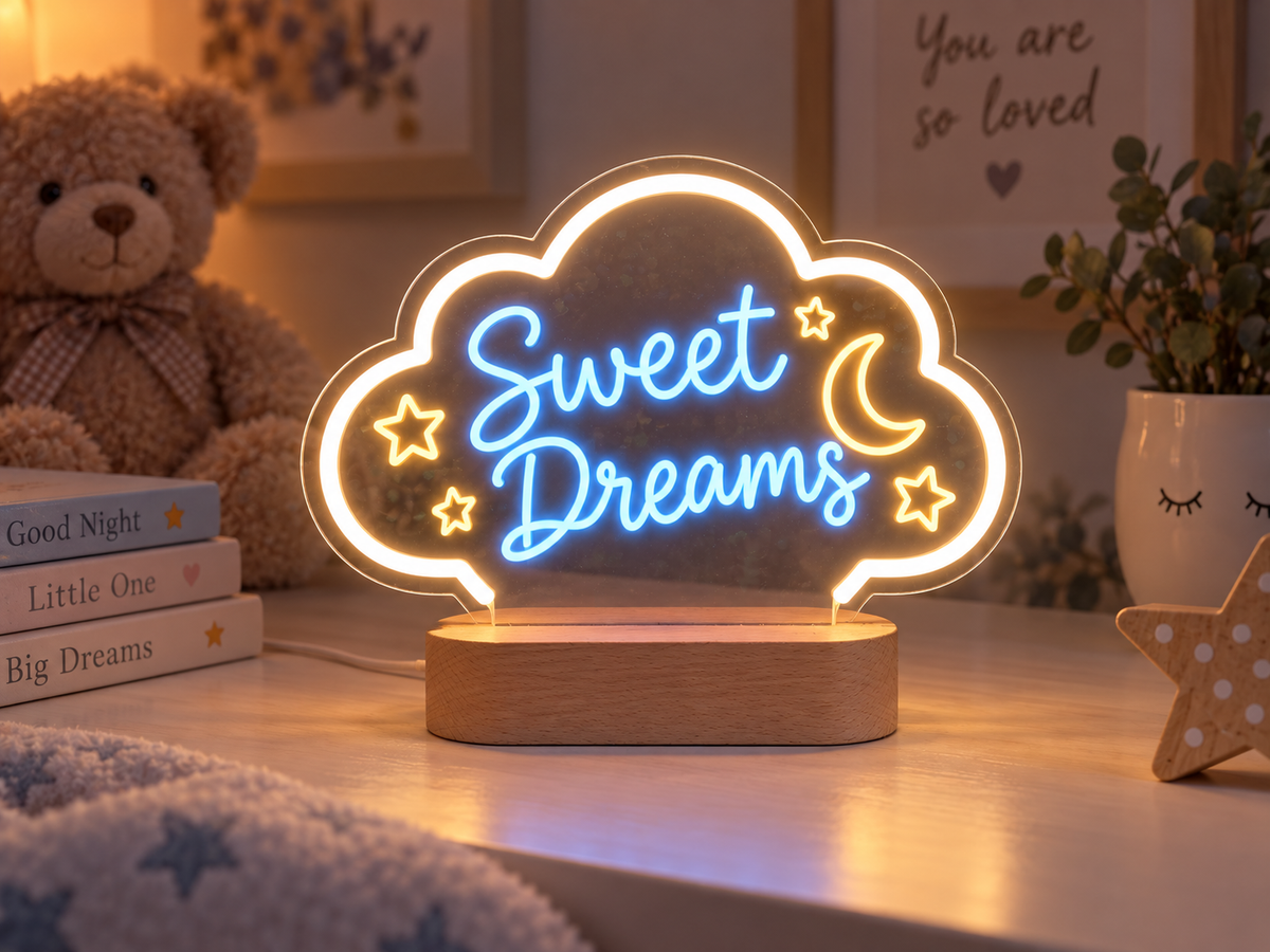 Custom wooden base neon concept designed from personalized wording and artwork