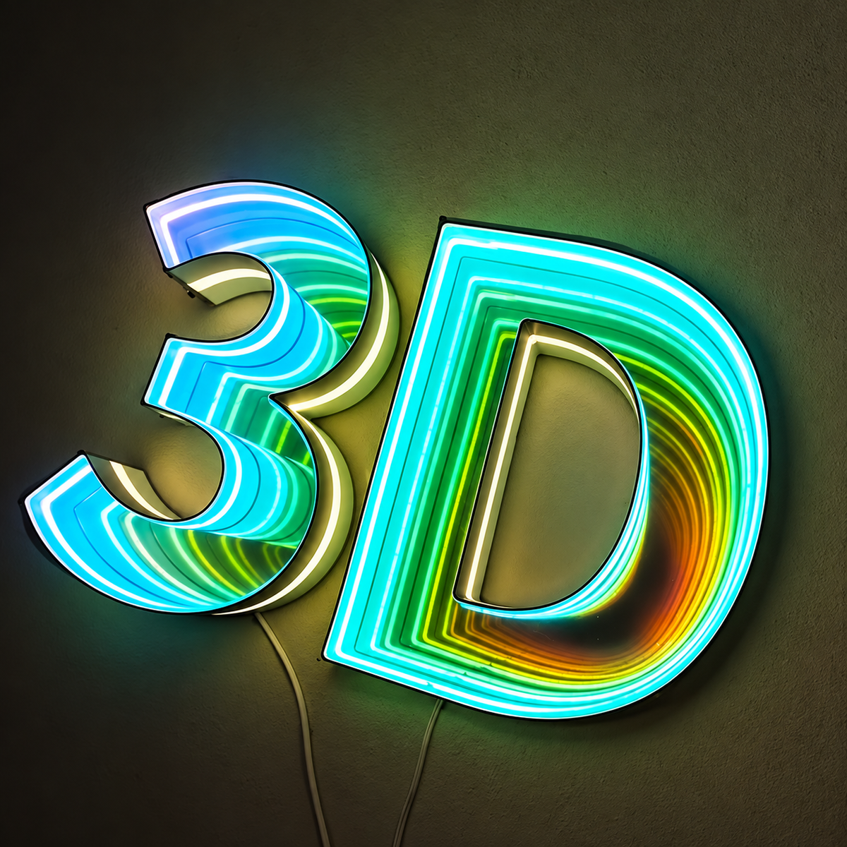 Custom company logo surrounded by a colourful infinity mirror light tunnel