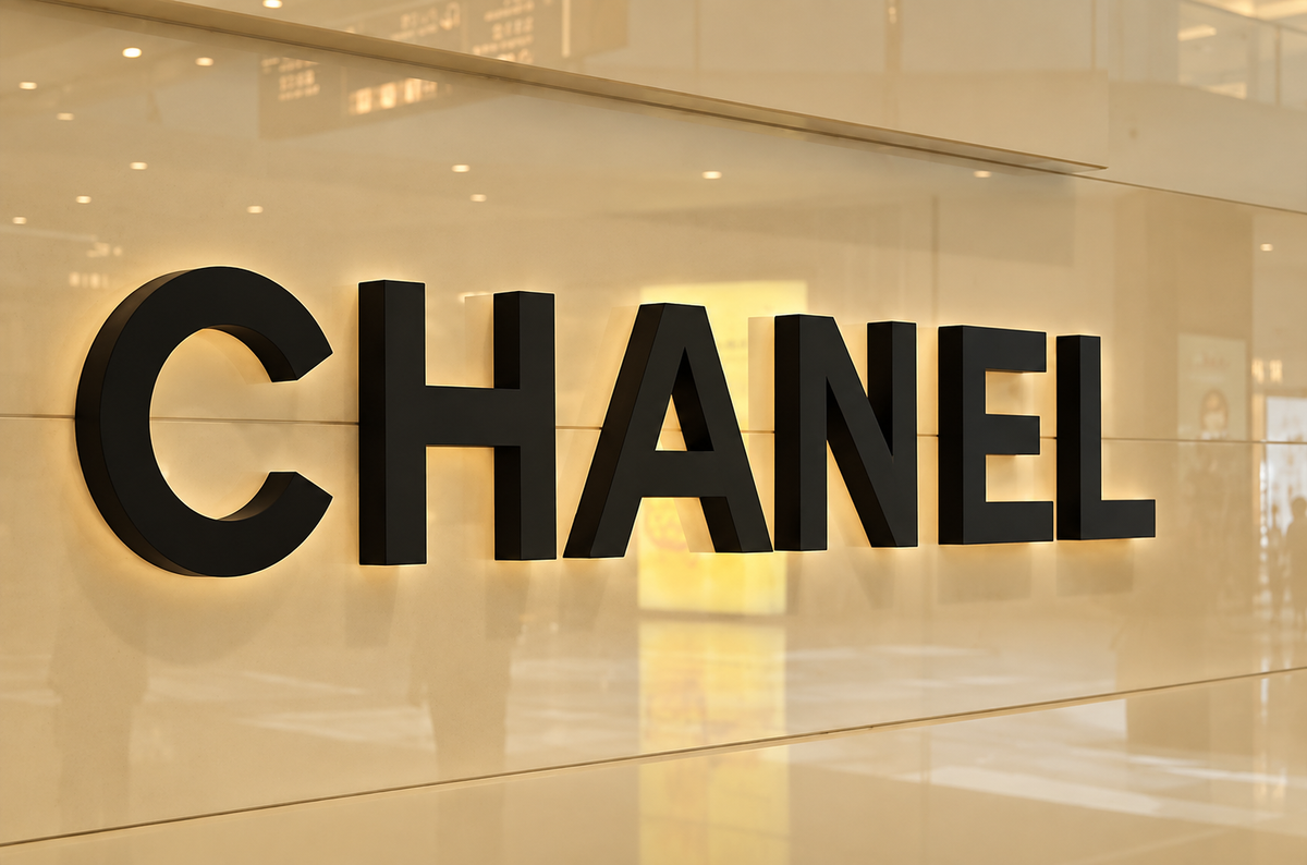 Black non-illuminated acrylic letters mounted on a light commercial wall