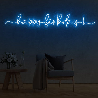 Happy Birthday Cursive LED Neon Sign Blue