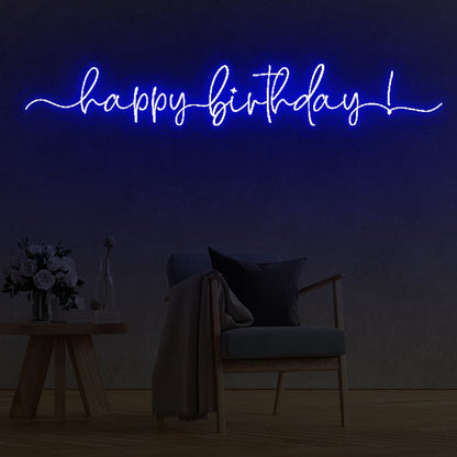 Happy Birthday Cursive LED Neon Sign Dark Blue