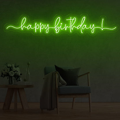 Happy Birthday Cursive LED Neon Sign Geen