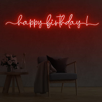 Happy Birthday Cursive LED Neon Sign Orange