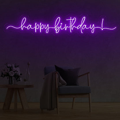 Happy Birthday Cursive LED Neon Sign Pink