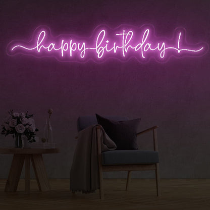 Happy Birthday Cursive LED Neon Sign Pink 1