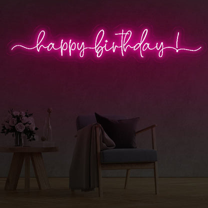 Happy Birthday Cursive LED Neon Sign Red